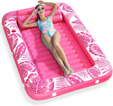 Inflatable Tanning Pool Lounger Float - Jasonwell 4 in 1 Sun Tan Tub Sunbathing Pool Lounge Raft Floatie Toys Water Filled Tanning Bed Mat Pad for Adult Blow Up Kiddie Pool Kids Ball Pit Pool (TR-L) - Jasonwell